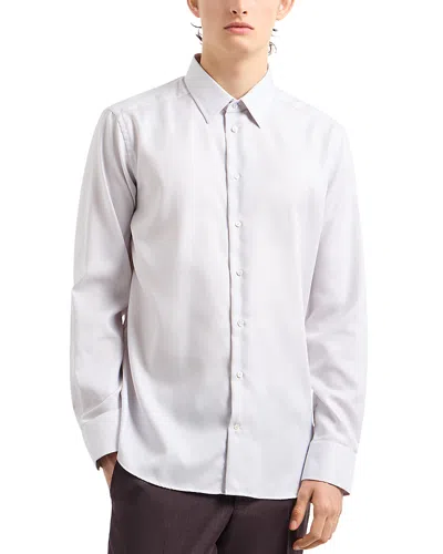 Emporio Armani Micro Jacquard Motif Button Down Shirt In Multi