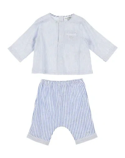 Emporio Armani Newborn Boy Baby Set Azure Size 3 Linen, Cotton In Blue