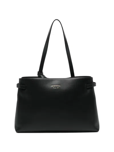 Emporio Armani Nora M Leather Tote Bag In Black