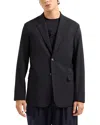 Emporio Armani Notch Lapel Blazer In Solid Black