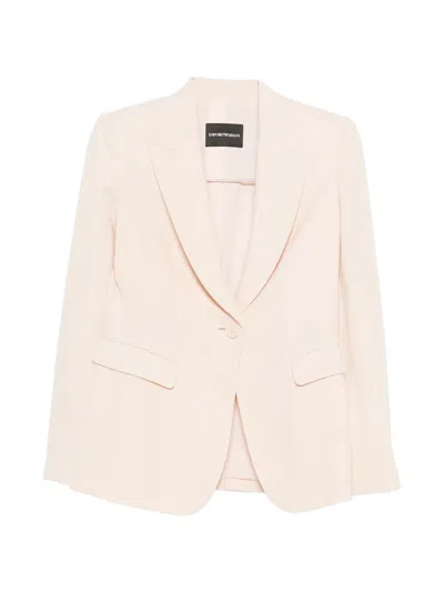 Emporio Armani Single-breasted Jacket In Technical Gabardine In Pink
