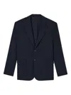 Emporio Armani Notched Lapel Blue Jacket In Blue