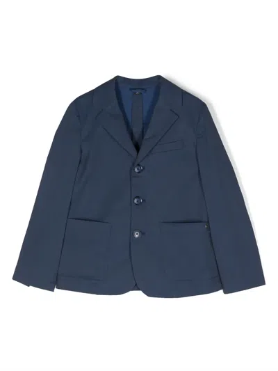 Emporio Armani Kids' Notched Lapels Blazer In Blue