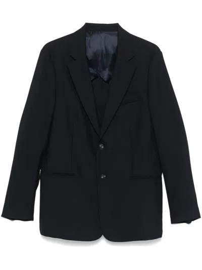 Emporio Armani Textured Finish Suit Jacket With Front Pockets In Blue