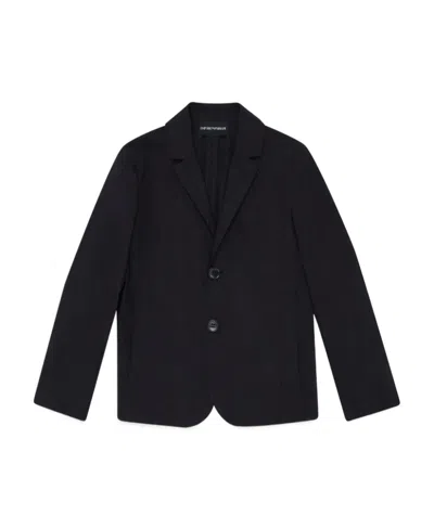 Emporio Armani Notched-lapels Cotton Blazer In Black