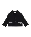 Emporio Armani Notched-lapels Waffle-knit Cardigan In Black