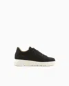 Emporio Armani Nubuck Sneakers With Oversized Soles In Black