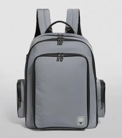 Emporio Armani Nylon Backpack In Gray