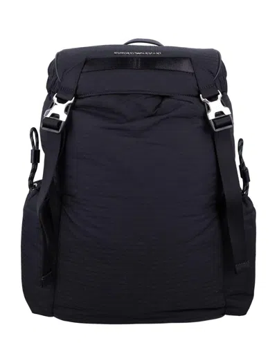 Emporio Armani Nylon Backpack In Black/black