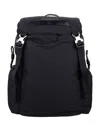 Emporio Armani Logo Embossed Nylon Backpack With Side Pockets In Black/black