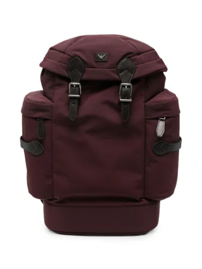 Emporio Armani Backpack Nylon Single Handle Side Pockets In Burgundy