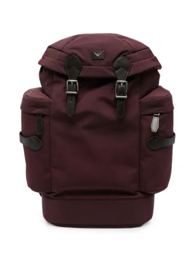 Emporio Armani Nylon Backpack In Burgundy