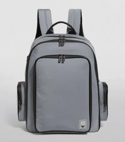 Emporio Armani Nylon Backpack In Grey