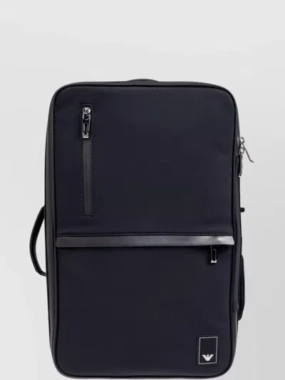 Emporio Armani Nylon Backpack With Adjustable Shoulder Straps In Iconico 0920 Blu Navy Ea
