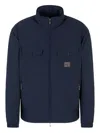 Emporio Armani Hooded Flap-pocketed Lightweight Jacket In Blue