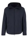 Emporio Armani Blue Down Jacket With Hood And Front Zip Closure In Tech Fabric Man In Black