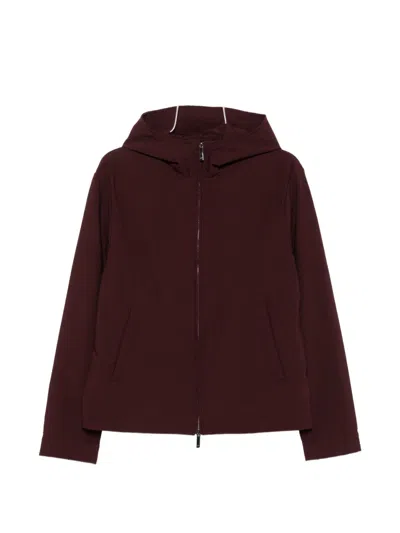 Emporio Armani Nylon Hooded Jacket Side Pockets Design In Red