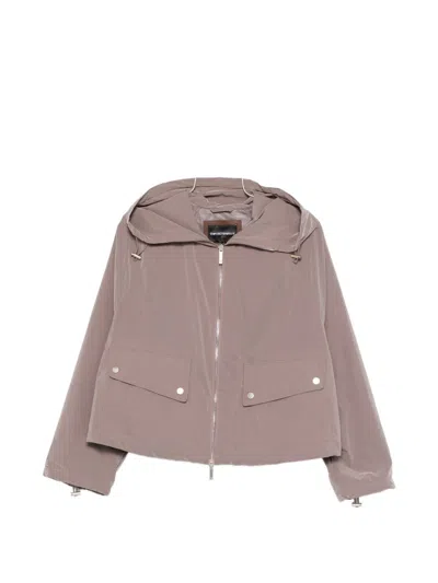 Emporio Armani Nylon Blouson Jacket In Taupe