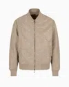 Emporio Armani Nylon Blouson With All-over Micro Eagle Embroidery In Beige