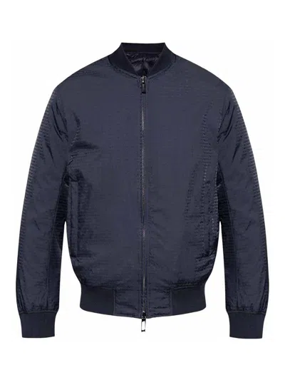 Emporio Armani Nylon Bomber Jacket In Blue