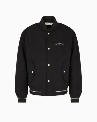Emporio Armani Nylon Bomber With Logo Embroidery In Black