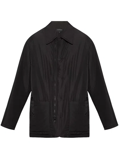 Emporio Armani Nylon Caban Jacket In Black