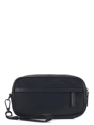 Emporio Armani Nylon Clutch Bag In Black
