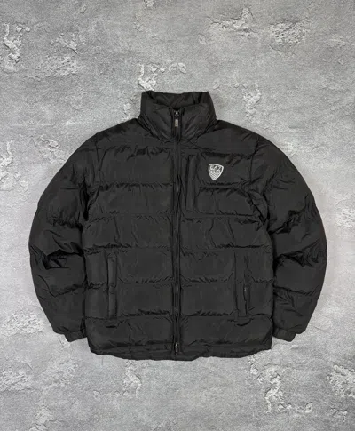 Pre-owned Emporio Armani Nylon Cropped Bomber Jacket Size M In Black