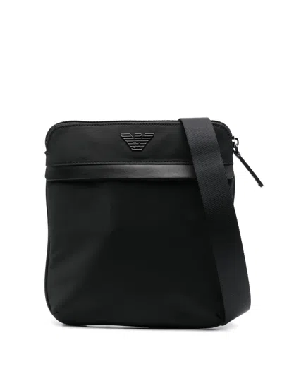 Emporio Armani Nylon Crossbody Bag In Black