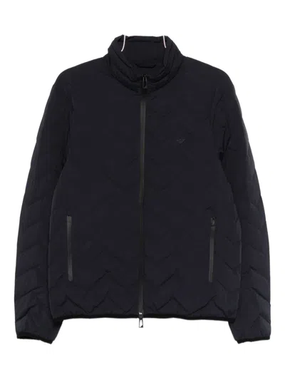 Emporio Armani Nylon Down Jacket In Blue