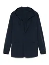 Emporio Armani Nylon Hooded Blazer Jacket In Blue