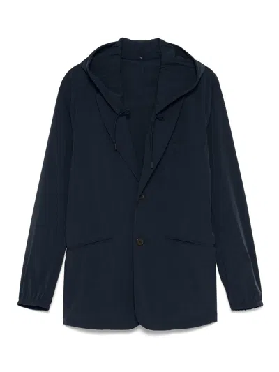 EMPORIO ARMANI NYLON HOODED BLAZER JACKET