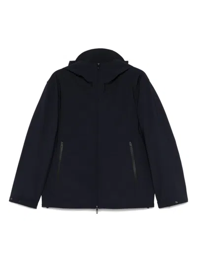 Emporio Armani Nylon Hooded Jacket In Blue