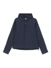 Emporio Armani Men's Blouson With Internal Nylon Bib Jacquard All-over Lettering In Blue