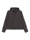 Emporio Armani Adjustable Cuffs Hooded Jacket With Side Pockets In Brown