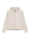 Emporio Armani Nylon Jacket With Adjustable Hem And Detachable Hood In Neutral