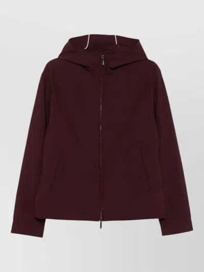 Emporio Armani Nylon Hooded Jacket Side Pockets Design In Red