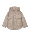 Emporio Armani Nylon Hooded Jacket With 3d Quilted-effect Embroidery In Gray