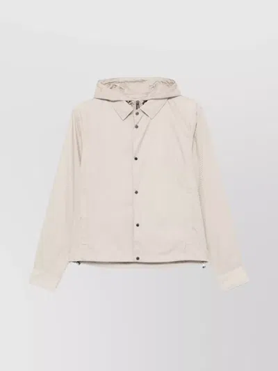 Emporio Armani Nylon Jacket With Adjustable Hem And Detachable Hood In Silver Lining
