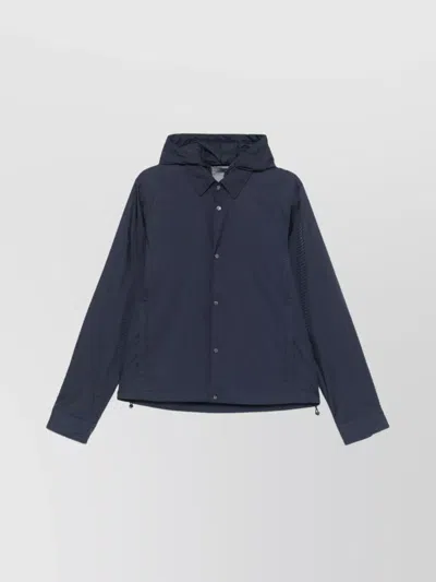 Emporio Armani Nylon Jacket With Hood And Adjustable Hem In Blue