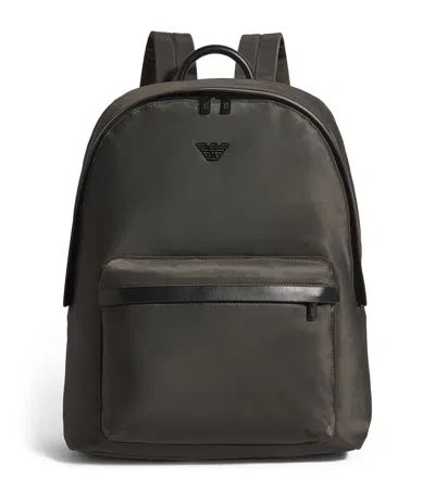 Emporio Armani Nylon Logo Backpack In Green