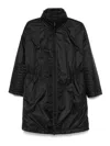 Emporio Armani Nylon Midi Coat In Black