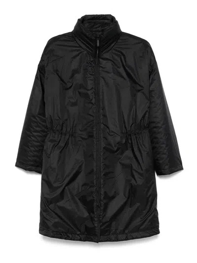 Emporio Armani Nylon Midi Coat In Black