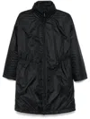 Emporio Armani Nylon Midi Coat In Black