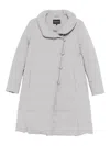 Emporio Armani Nylon Midi Down Jacket In Neutral