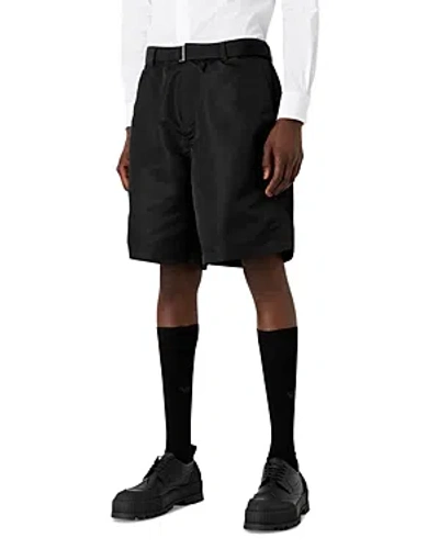 Emporio Armani Nylon Regular Fit Belted Bermuda Shorts In Solid Black