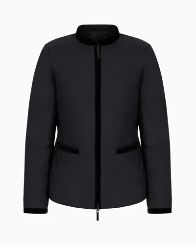 Emporio Armani Nylon Reversible Guru-collared Jacket In Black