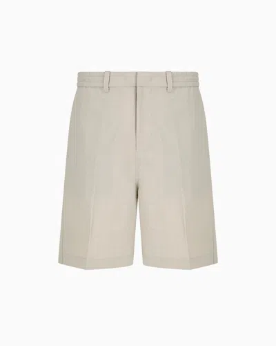 Emporio Armani Nylon Seersucker Elasticated-back Bermuda Shorts In Grey