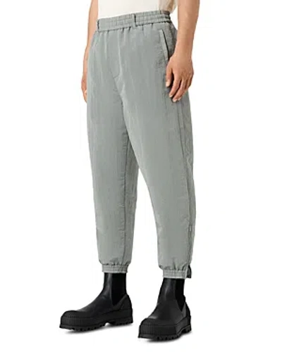 Emporio Armani Nylon Seersucker Regular Fit Drawstring Pants In Gray