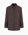 Emporio Armani Nylon Shirt Jacket With Patch Pocket And Logo Patch In Grey